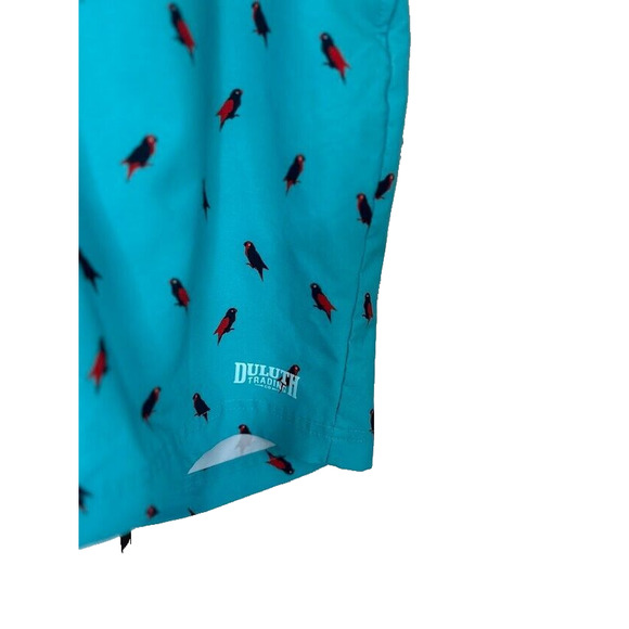 Duluth Board Short Swim Mens Size 34 Flex Bull Moose Printed Parrot Parakeets 9" - Picture 7 of 10